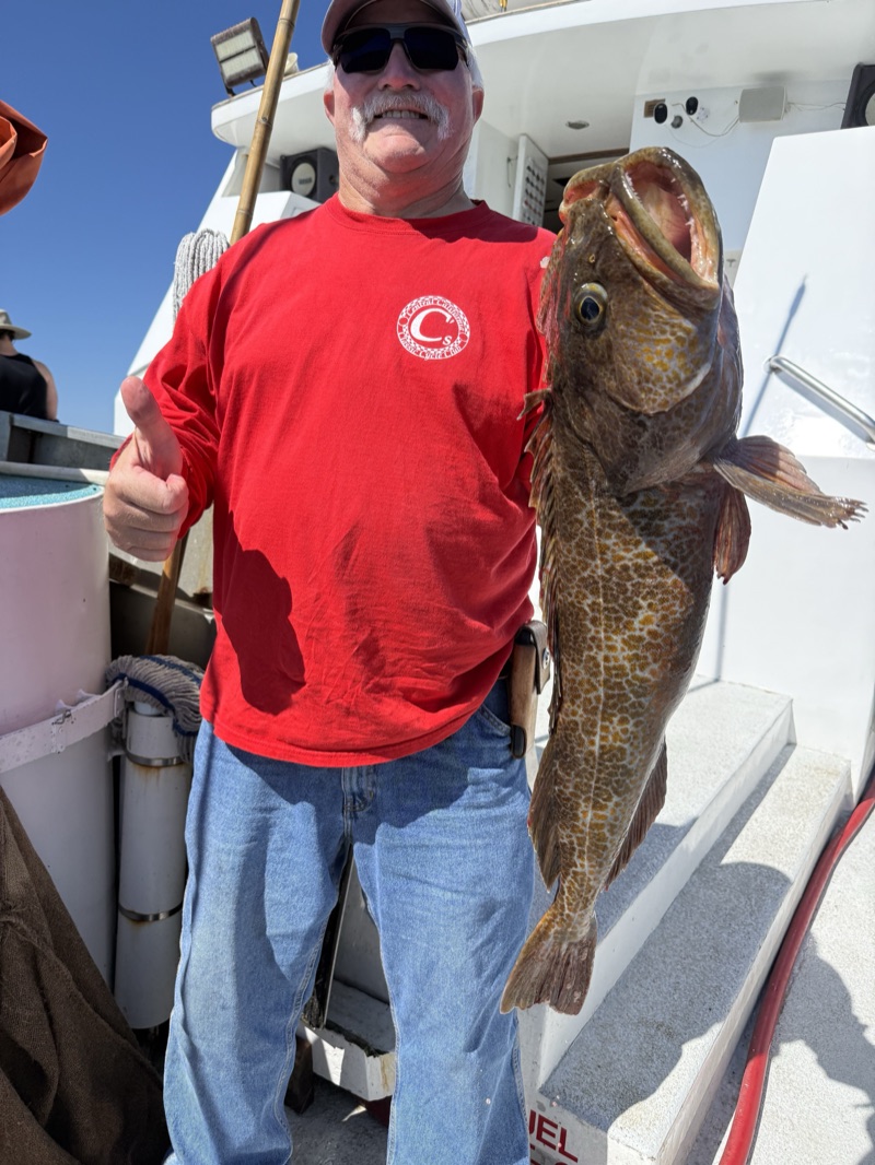Reeling in a catch off the coast